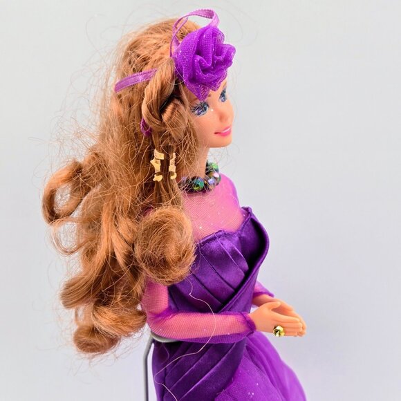 Purple Passion 1995 Barbie Doll Brunette Readhead Mattel Dress Earrings 13555 Re - Picture 10 of 16